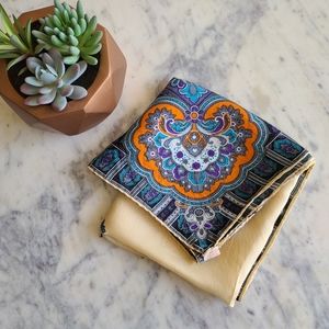 Vintage Glentex Scarf Floral Paisley Silk Blend Made in Japan Hand Rolled 26x26"